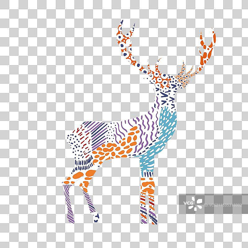 手绘鹿，鹿的画作，角图片素材