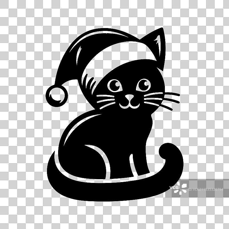 可爱猫咪戴圣诞帽的标志图标符号图片素材