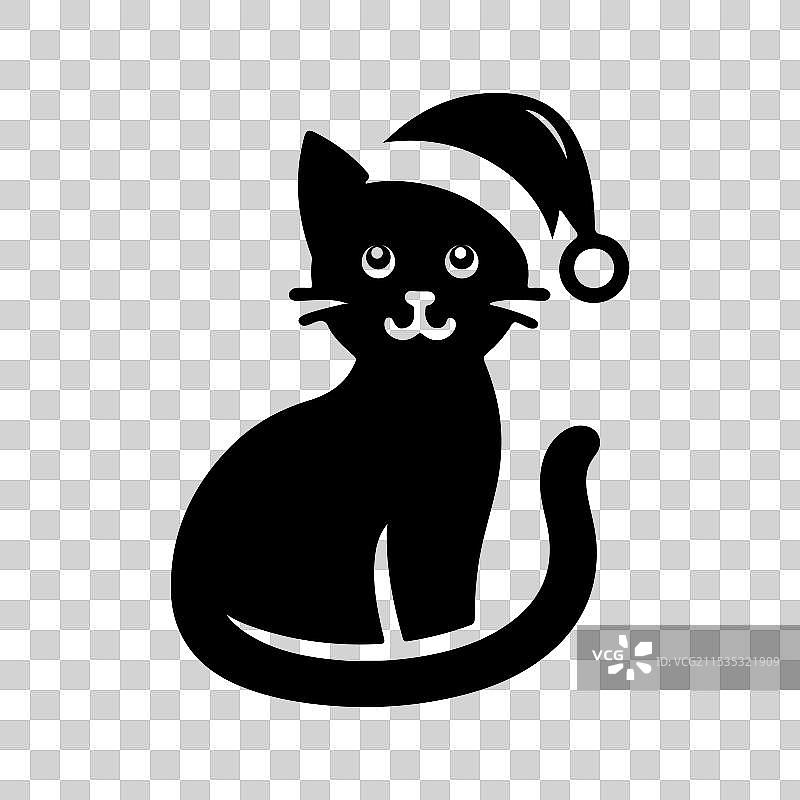 可爱猫咪戴圣诞帽的标志图标符号图片素材
