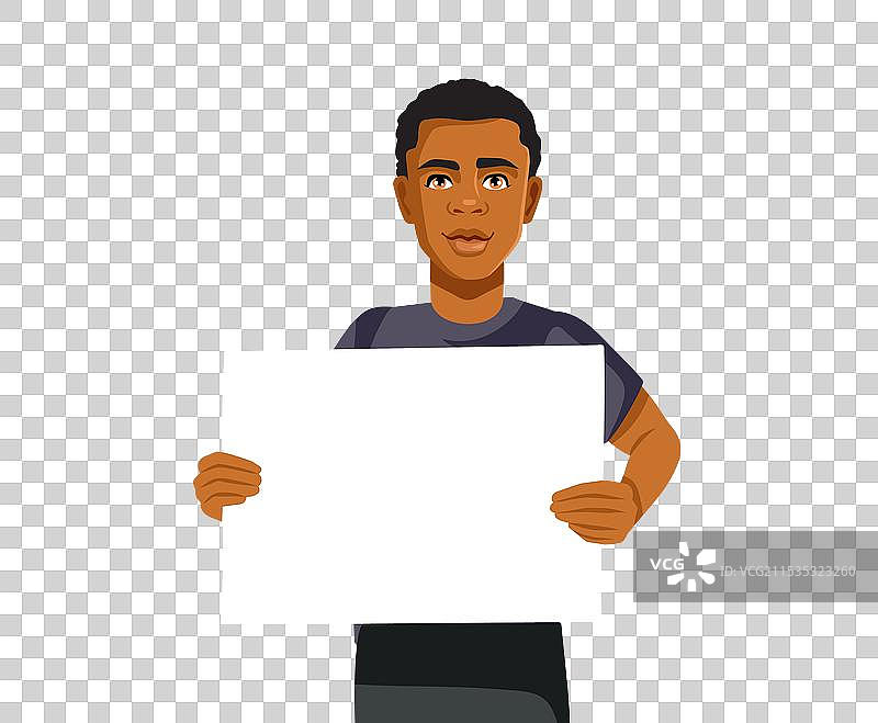 一位非洲裔男性手持空白标牌图片素材