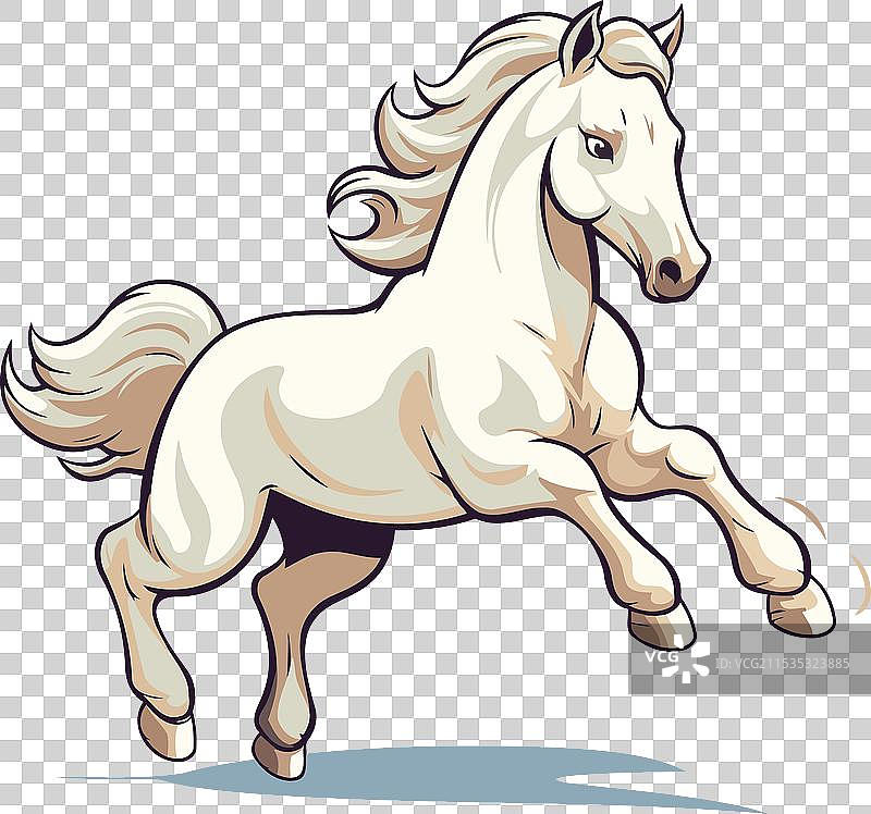 在灰色背景上奔跑的白马图片素材