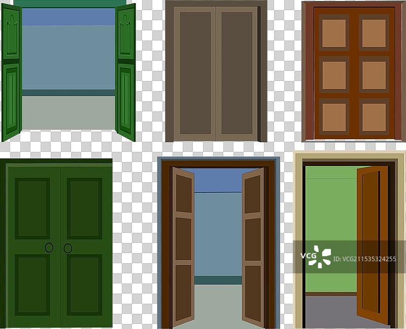 一组不同颜色的门图片素材