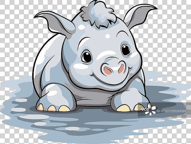 可爱的小犀牛孤立在白色背景上图片素材