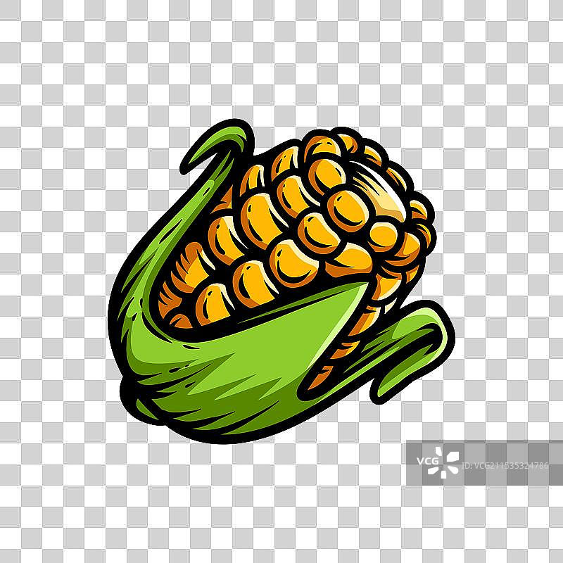 经典复古风格的小玉米线条艺术素描图片素材