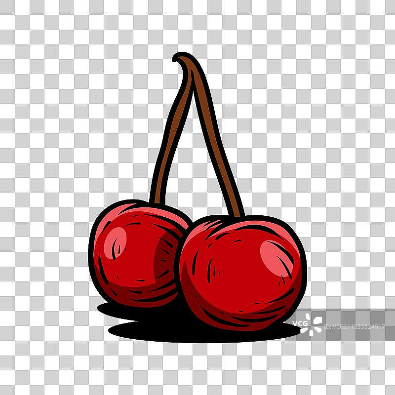 樱桃涂鸦图标线条艺术风格素描图片素材