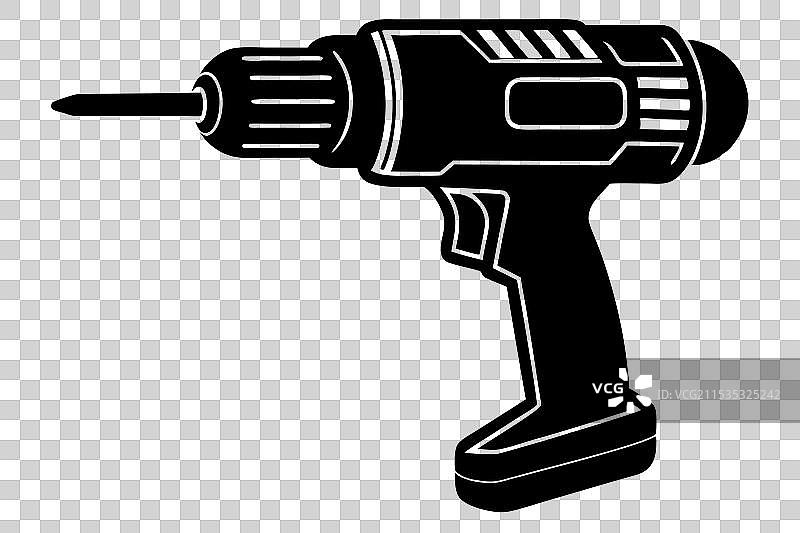 白色背景上的钻头轮廓图片素材