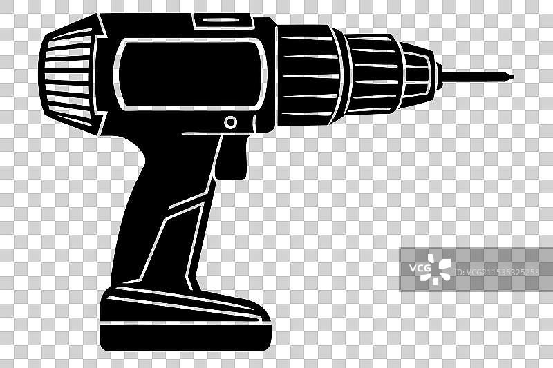 白色背景上的钻头轮廓图片素材