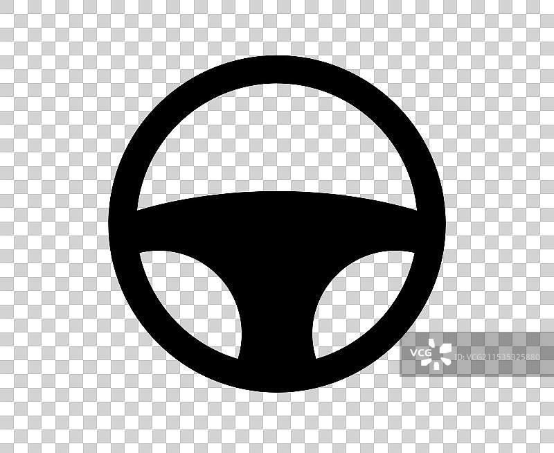 汽车方向盘扁平图标，背景为白色图片素材