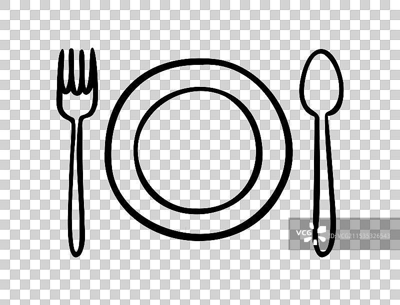 餐厅菜单桌上的勺子、叉子和盘子图片素材