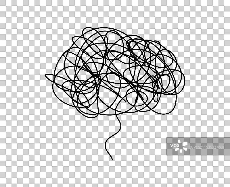 纠结的涂鸦大脑涂鸦轮廓图标标志图片素材
