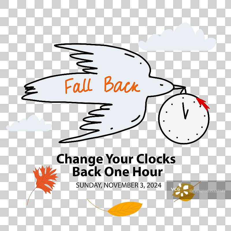 秋季时间调整概念横幅提醒与小鸟图片素材