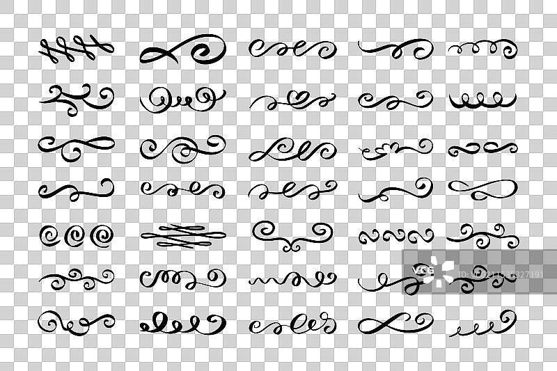 复古花纹、涡旋、卷曲和卷轴套装图片素材