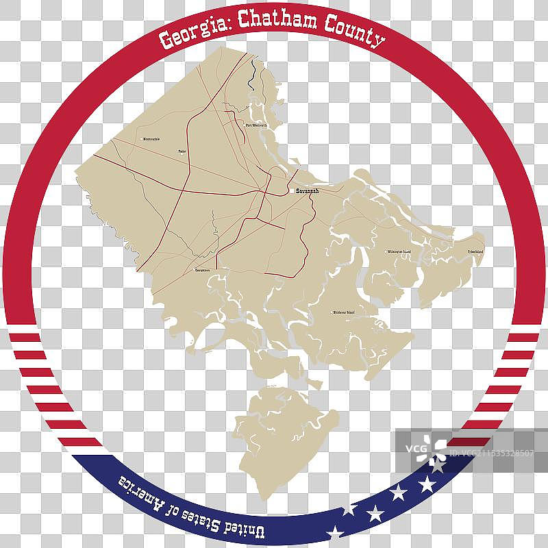 美国乔治亚州查塔姆县地图图片素材