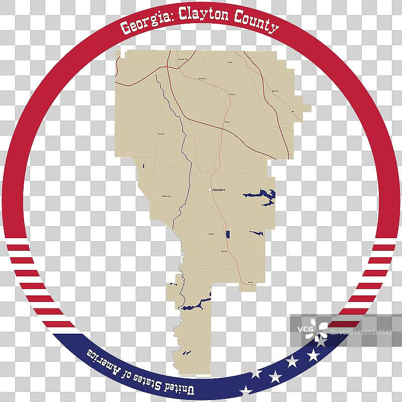 美国乔治亚州克莱顿县地图图片素材