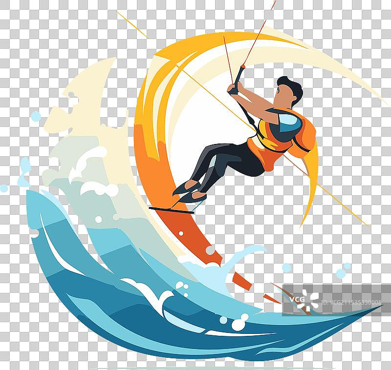 风筝冲浪运动员在海浪上冲浪图片素材