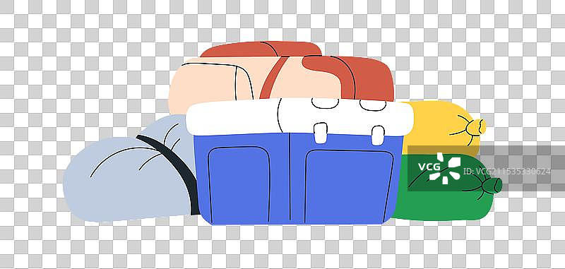 旅行露营用的背包行李堆叠图片素材