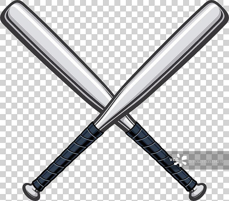 经典交叉的棒球或垒球棒图片素材