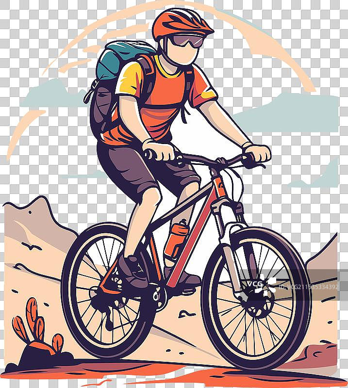 骑自行车的人在沙漠中骑山地车图片素材