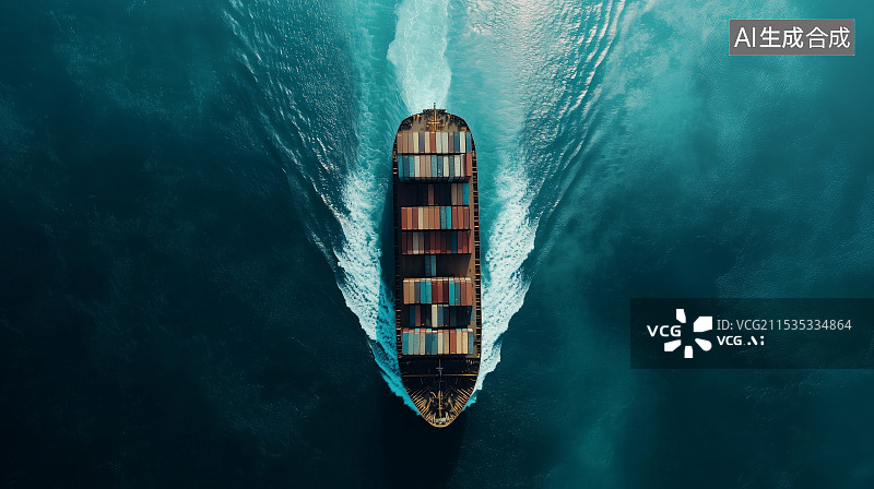 【AI数字艺术】巨大的海上货轮在海面上行驶图片素材