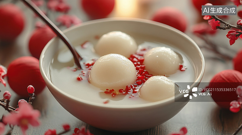 【AI数字艺术】汤圆元宵新年春节桂花酒酿小汤圆传统美食图片素材