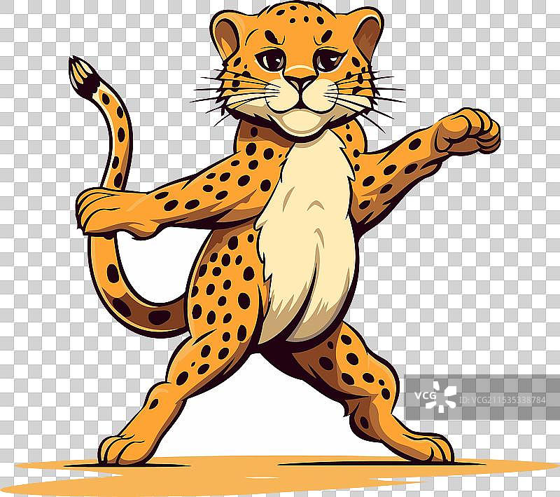 孤立在白色背景上的奔跑猎豹卡通图像图片素材