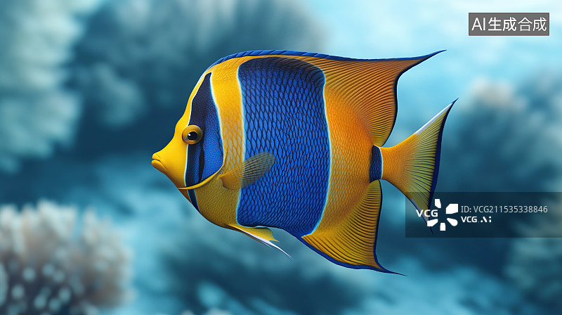 【AI数字艺术】黄黑相间的美丽神仙鱼图片素材