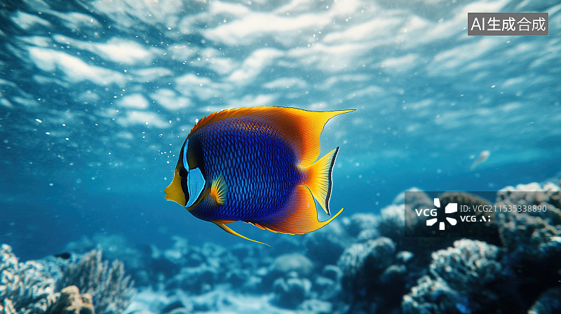 【AI数字艺术】黄黑相间的美丽神仙鱼图片素材