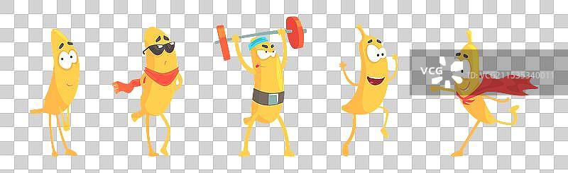 搞笑的黄色香蕉角色参与各种活动图片素材