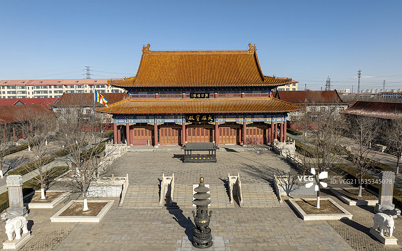 天津静海区大邱庄镇大愿极乐寺航拍图片素材
