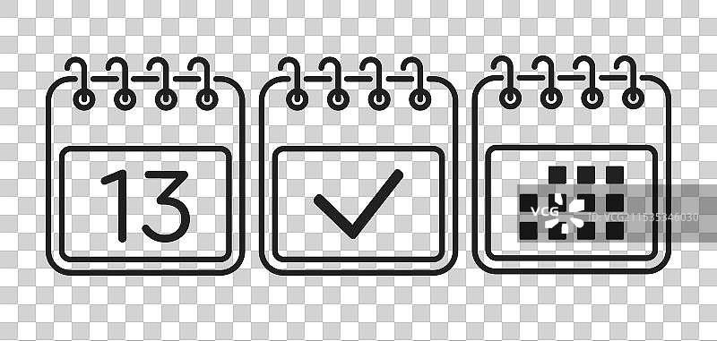 图标页面日历 - 13天议程已完成图片素材