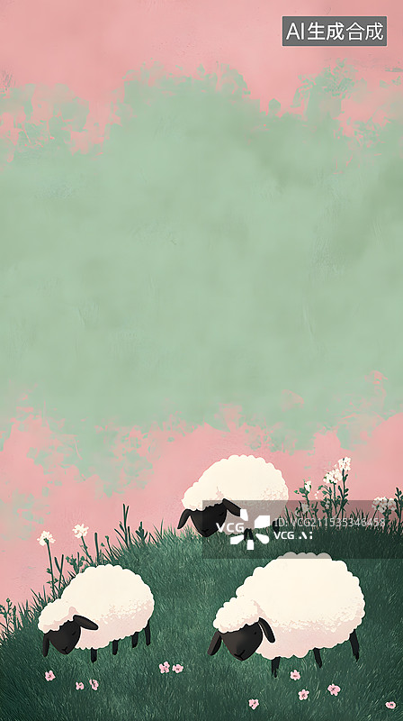 【AI数字艺术】草地上小鸟卡通插画图片素材