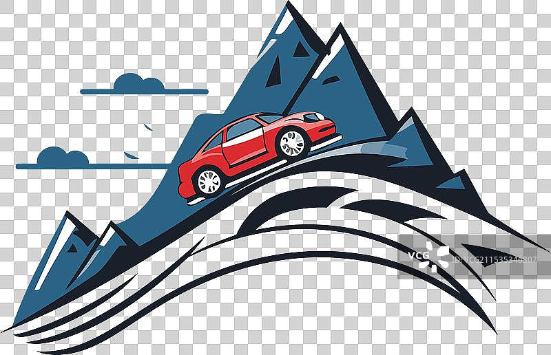 滑雪度假村标志设计模板，汽车在水面上图片素材