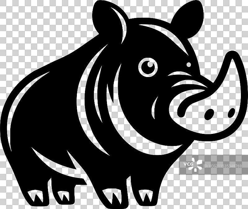 可爱的巴比鲁萨黑白图像图片素材