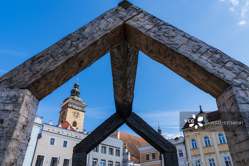 捷克共和国，南捷克州，捷克布杰约维采ČESKÉ BUDĚJOVICE，黑塔Černá věž，地标图片素材