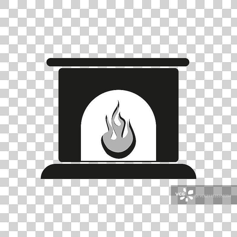 壁炉图标，燃烧的火焰符号，温馨的炉边图片素材