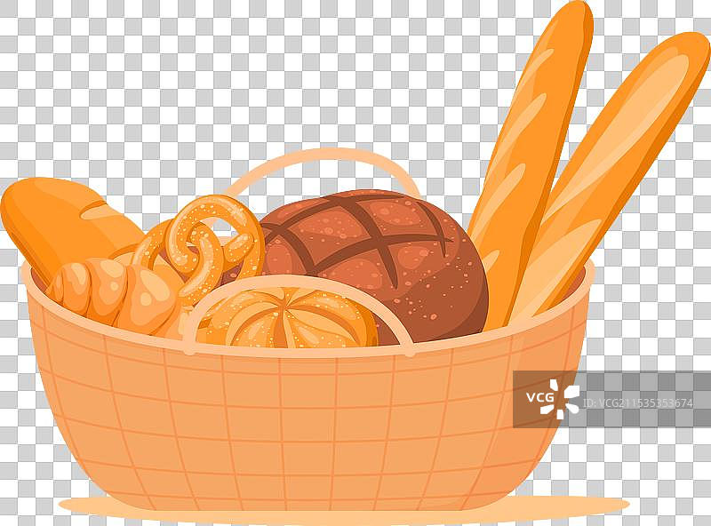 用柳条篮装的面粉烘焙产品图片素材