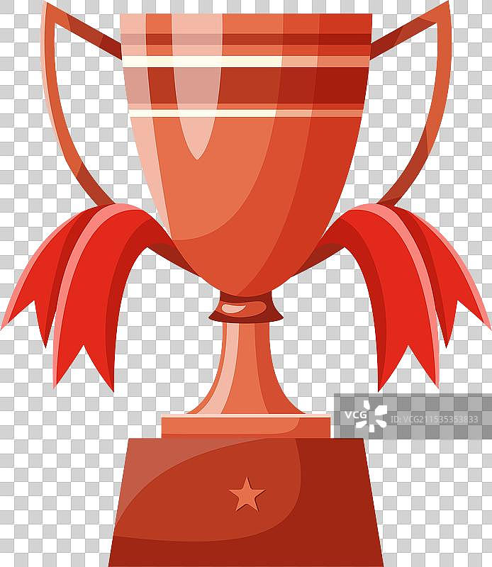 带有红色丝带的铜杯图片素材