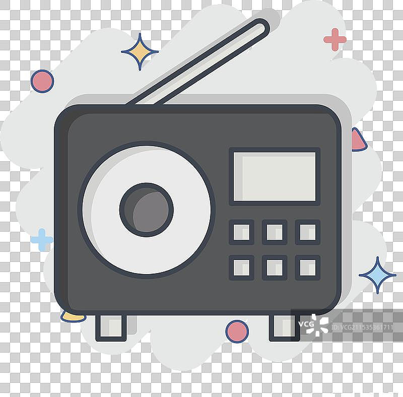 与播客相关的图标收音机，漫画风格图片素材