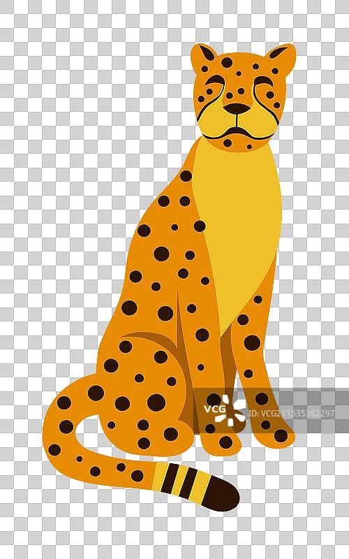 坐着的猎豹或美洲豹卡通图案图片素材