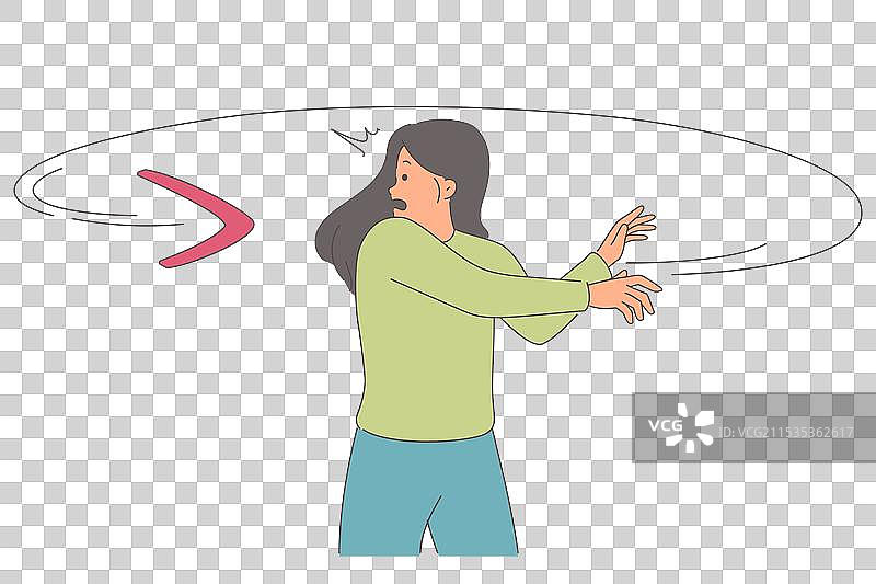 回旋镖超越女性，象征着因果法则图片素材