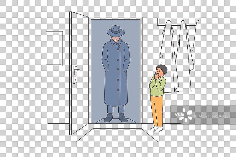 男孩因打开而面临绑架的风险图片素材