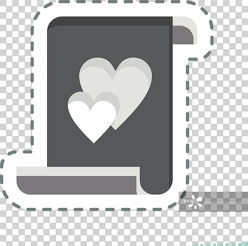 与戒指符号相关的婚姻主题贴纸线条图片素材