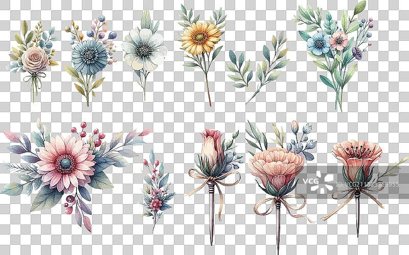 白色背景上的水彩扣眼图片素材