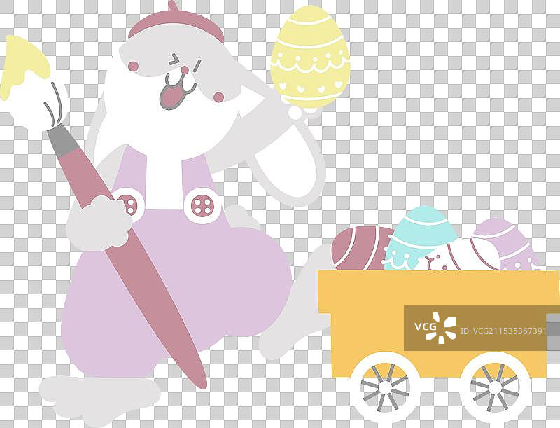 快乐的复活节庆祝活动，带有兔子车和鸡蛋图片素材