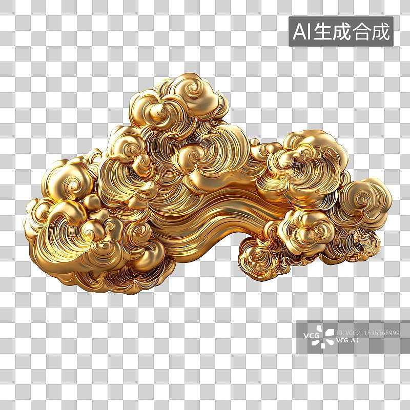 【AI数字艺术】3D金色祥云元素图片素材