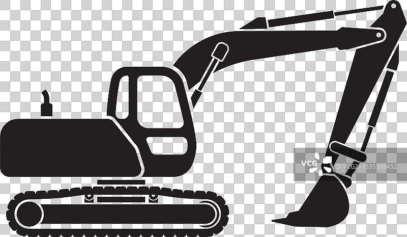 简单的挖掘机剪影图片素材