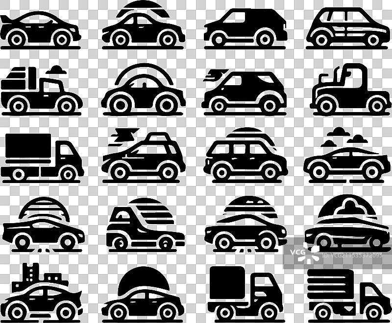 汽车图标集轮廓侧视图图片素材