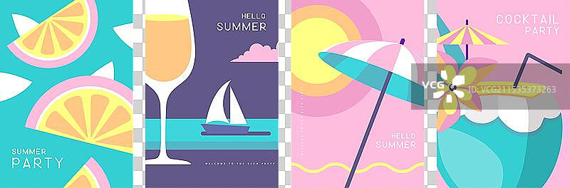 一组具有夏季特征的复古海报图片素材