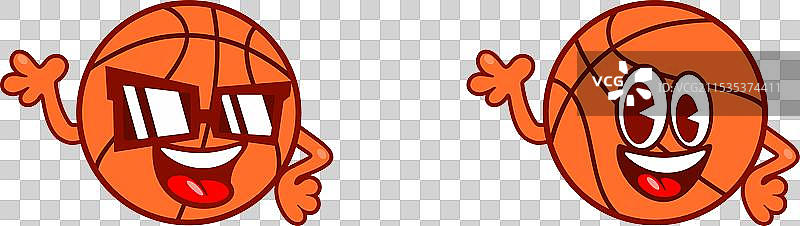扁平的篮球卡通吉祥物角色图片素材