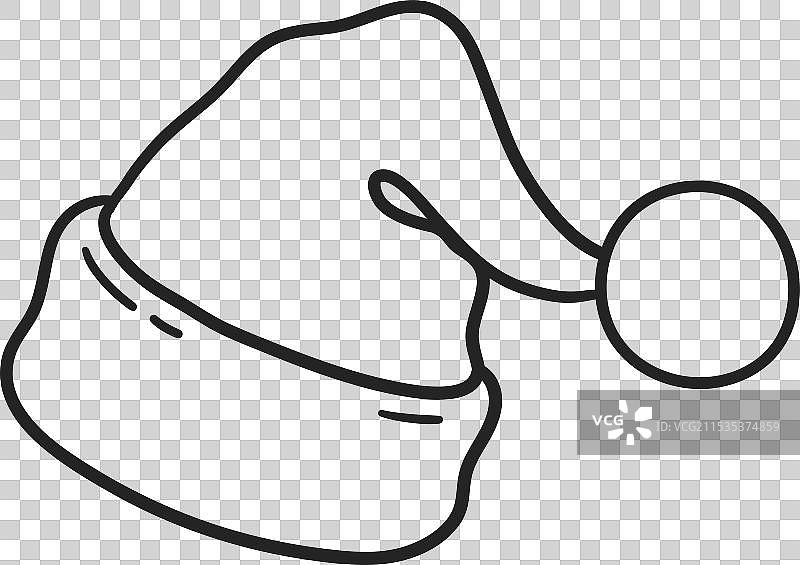 孤立的圣诞老人帽线条艺术图片素材